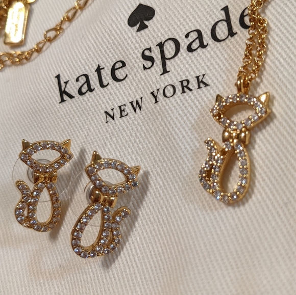 Kate Spade cat necklace and earring set - Picture 2 of 2
